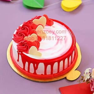 Strawberry (Seasonal) Egg Less Round Shape Cake For Any Occasion,Party & Events Celebration