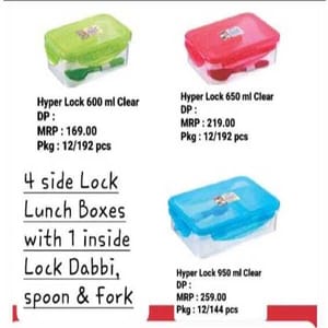 Hyper Lock 600ml Clear Lunch Box For School Kids