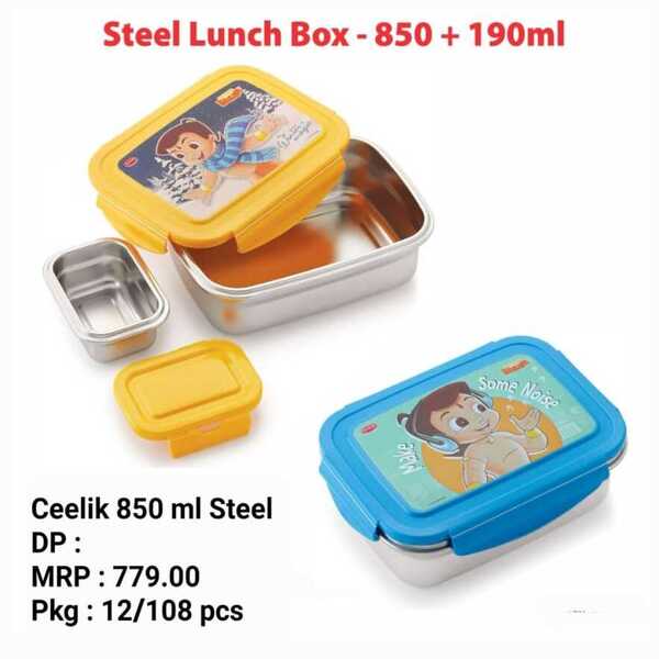 Ceelik 850ml + 190ml Steel Lunch Box For School Kids
