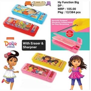 Hy Function Big Pencil Box with Eraser & Shapner For School Kids