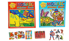 Mosaic Book Set of 2 Books with Crayons, Stickers Books for Kids