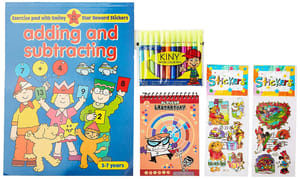 Addition and Subtraction Workbook with Water Colour Pen, Cartoon Stickers, Small Diary : for Age Group 5-7 Exercise Combo