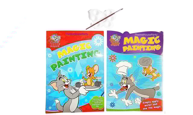 Tom and Jerry Magic Painting Set of 2 Books with Brush and Colour Mixing Tool