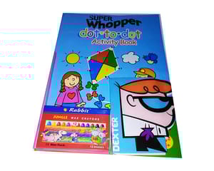 Super Whopper Dot to Dot Activity Book with Wax Crayons & Dexter Small Dairy for Kids (Kite Festival)