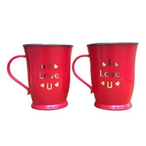 I Love You Written Coffee Mug for Gifting Your Loved Once and Have a Good time Drinking Coffee Together Red Color (Set of 2) Valentine Gift