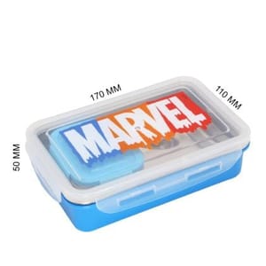 Marvel Steel  Lunch Box Lock & Seal 800  Steel Inner with Steel Spoon 2 Containers Lunch Box For Back To School Boys (colour & print as pr availability )