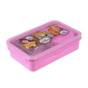 Disney Princess Steel Lunch Box Lock & Seal 800 Steel Inner with Steel Spoon 2 Containers Lunch Box For Back To School Girls (colour & print as pr availability )