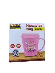 Universal Unbreakable hot Insulated Plastic Stainless Steel Tea,Coffee/Milk Mug with Anti-Dust Cover Tea Coffee Sealing Lid for Kids and Adults 200 ml (Love)