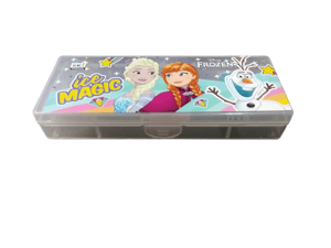 Nexon   Pencil Box Cartoon Theme Printed Kid's Plastic Pencil Box with Compartment and Stationery Items ( Pencil ,Eraser  & Time-Table ) Return Gifts for Kids Birthday Party (Frozen)