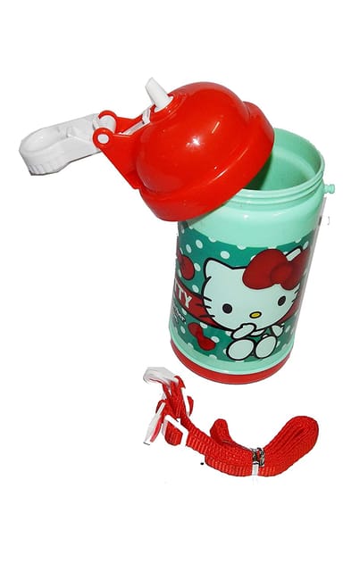 Hello Kitti Plastic Push button Sipper Water Bottle for school going girl, boys, student