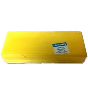 Winnie The Pooh Cartoon Theme Plastic Pencil Box with Compartment for Kids (Yellow, 20x10x3 cm)