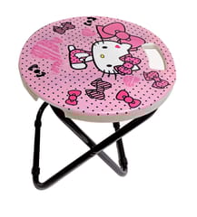 Multi-Utility Compact Folding Portable Adjustable Round Shape Hello Kitty Study Table for Kids and Adults
