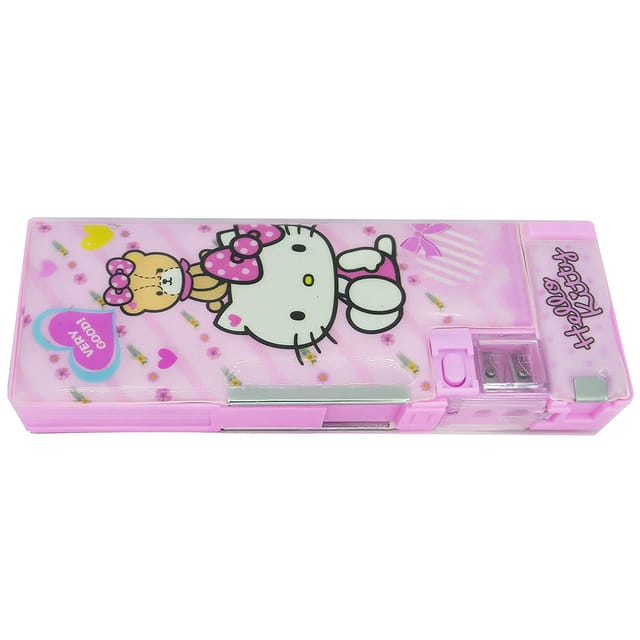 Multipurpose Dual Side Magnetic Pencil Box for Kids with Dual sharpner- Hello Kitty (Color May Vary) Size 24*09*03 cms rakshabandhan Gift Rakhi Gift