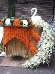 Artificial Flower Decoration For Ganesh Chaturthi Flower Decoration - Ideas for Ganpati Festival Decoration Service For Home