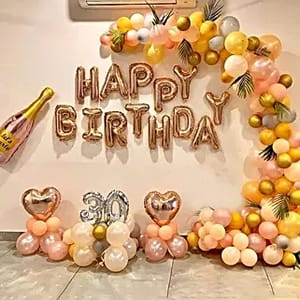 30th Happy Birthday Balloon Decoration , 30th Happy Birthday Decoration Service At Your Door-Step