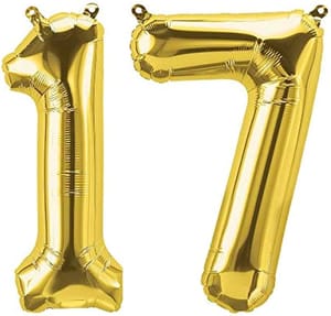 17th Happy Birthday Balloon Decoration , Decoration Theme-Golden & Black With Silver Happy Birthday Decoration Service At Your Door-Step,( 17th Birthday Decoration )