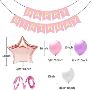 9th Happy Birthday Balloon Decoration , For Kids Decoration Theme-Blue & Pink  ,Happy Birthday Decoration Service At Your Door-Step,( 9th Birthday Decoration For Kids Girls & Boys)