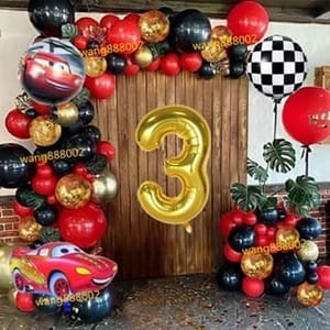 Themehouseparty Boy'S Car Theme Balloon Decoration For Happy Birthday Decoration -Multicolor With Decoration Service At Your Place