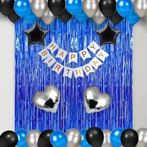 Blue White Black Balloon Decoration for birthday