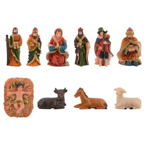 Marble Crib Nativity Figurine Assembled Set (Brown, Medium) - Pack of 9  By cThemeHouseParty