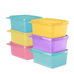 Tupperware Plastic Refrigerator Container - 500ml, 6 Pcs, Green, Purple, Pink, Blue, Yellow, Kitchen Accesories