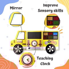 My School Bus Wooden Montessori Wall Activity Panel