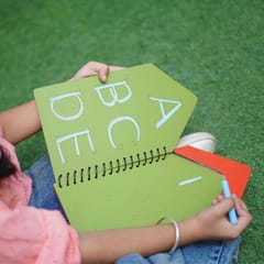 Hut Shape Wooden A to Z English Capital Alphabets Reusable Chalk Book for Preschool
