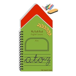 Hut Shape Wooden A to Z Small Cursive Letters Reusable Chalk Book for Preschool