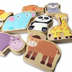 Animal Theme Birch Wood Stacking Toy Set of 9 Combo Set for Kids