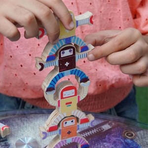 Robot Theme Wood Stacking Toy Set of 10 Combo Set for Kids