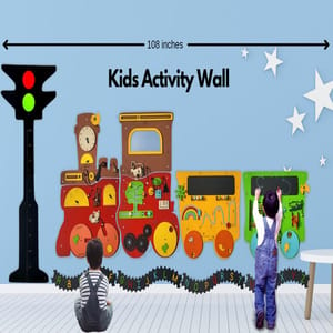 Giant Talking Train, 2 Different Activity Coach, Height Measure Signal, and Alphabets Track Early Learning Wall Mount Play Set