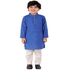 Boy's Cotton Regular Kurta and Pyjama Set (Blue)