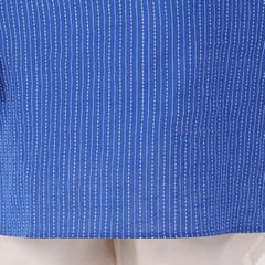 Boy's Cotton Regular Kurta and Pyjama Set (Blue)