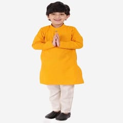 Boy's Cotton Regular Kurta and Pyjama Set (yellow)