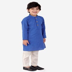 Boy's Cotton Regular Kurta and Pyjama Set (Blue)