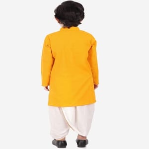 Boy's Cotton Regular Kurta and Dhoti Set (yellow)