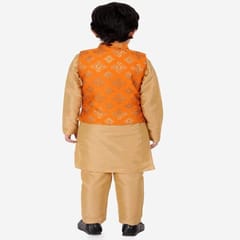Boy's Cotton Kurta with Embroidered Jacket & Pyjama