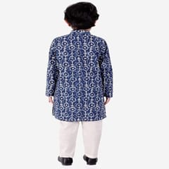 Boy's Floral Printed Cotton Regular Kurta and Pyjama Set