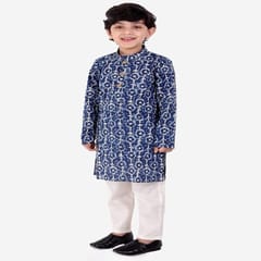 Boy's Floral Printed Cotton Regular Kurta and Pyjama Set