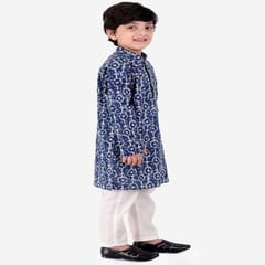 Boy's Floral Printed Cotton Regular Kurta and Pyjama Set