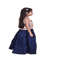 Girl's Floral Embroidered Tafta Silk Readymade Lehenga Choli with Dupatta Set