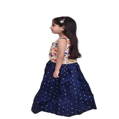 Girl's Floral Embroidered Tafta Silk Readymade Lehenga Choli with Dupatta Set