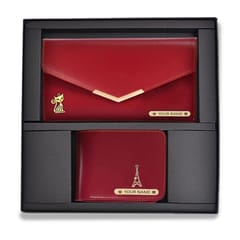 Couple wallet combo set with your name and charm- Gift Hamper for Ladies and Gents.