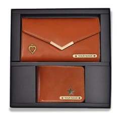 Couple wallet combo set with your name and charm- Gift Hamper for Ladies and Gents.