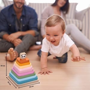 Rainbow Stacking Square Panda Wooden Stacker