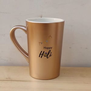 Unbreakable Tall Mug with Holi print - Set of 1 Copper (350ML)