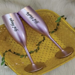 Unbreakable Champagne Flutes with Best Bhaiya & Best Bhabhi - Set of 2 Lilac (190ML)