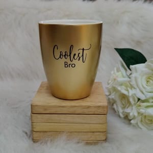 Unbreakable Golden Coffee Mug, Set of 1, Rakhi Special- Coolest Bro (300ML)