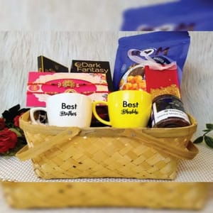 "Bhaiya Bhabhi Graceful Rakhi Hamper"-Pair of two tea cups(customization available),Rakhi & Lumba rakhi, For Festive gift