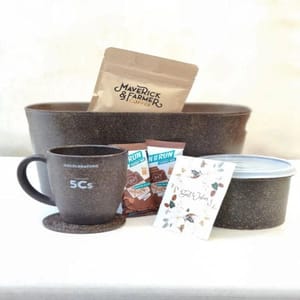 Farm to table sustainable goodies basket-1 pcs 300 ml Coffee  mug ,1 pcs coaster,1 coffee,1 snack box,2 energy bars,1 message card For Festive gift